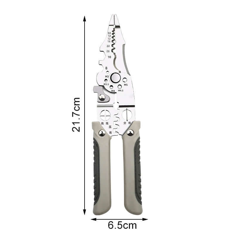 Ducto™ 23 in 1 çok fonksiyonlu pense, 21.7 cm uzunluğunda ve 6.5 cm genişliğinde, yüksek performanslı ve çok yönlü kullanım imkanı sunan alet.